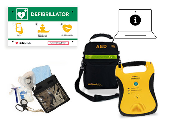 Kombipaket: Lifeline Auto AED, Tasche, Notfalltafel und Safeset