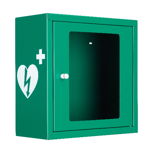 Defibtech AED Schutzschrank grün mit Alarm, inkl. Tasche und Notfalltafel