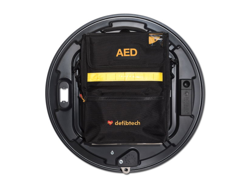 Defibtech AED Schutzschrank rund aus recyceltem Plastik, mit Alarm