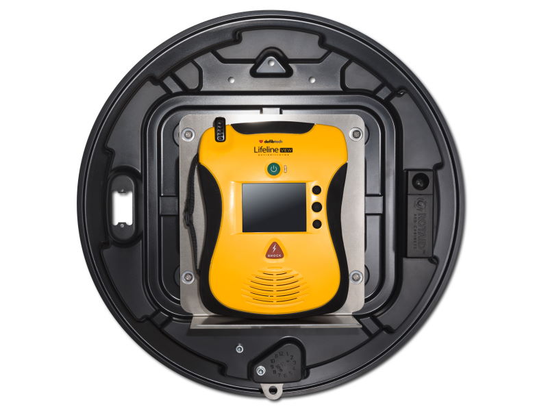 Defibtech AED Schutzschrank rund aus recyceltem Plastik, mit Alarm