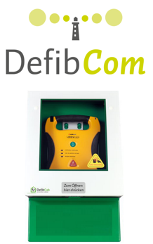 DefibCab Schutzschrank Außenbereich mit DefibCom unverriegelt