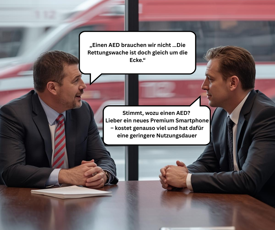 „Einen AED brauchen wir nicht …Die Rettungswache ist doch gleich um die Ecke.“