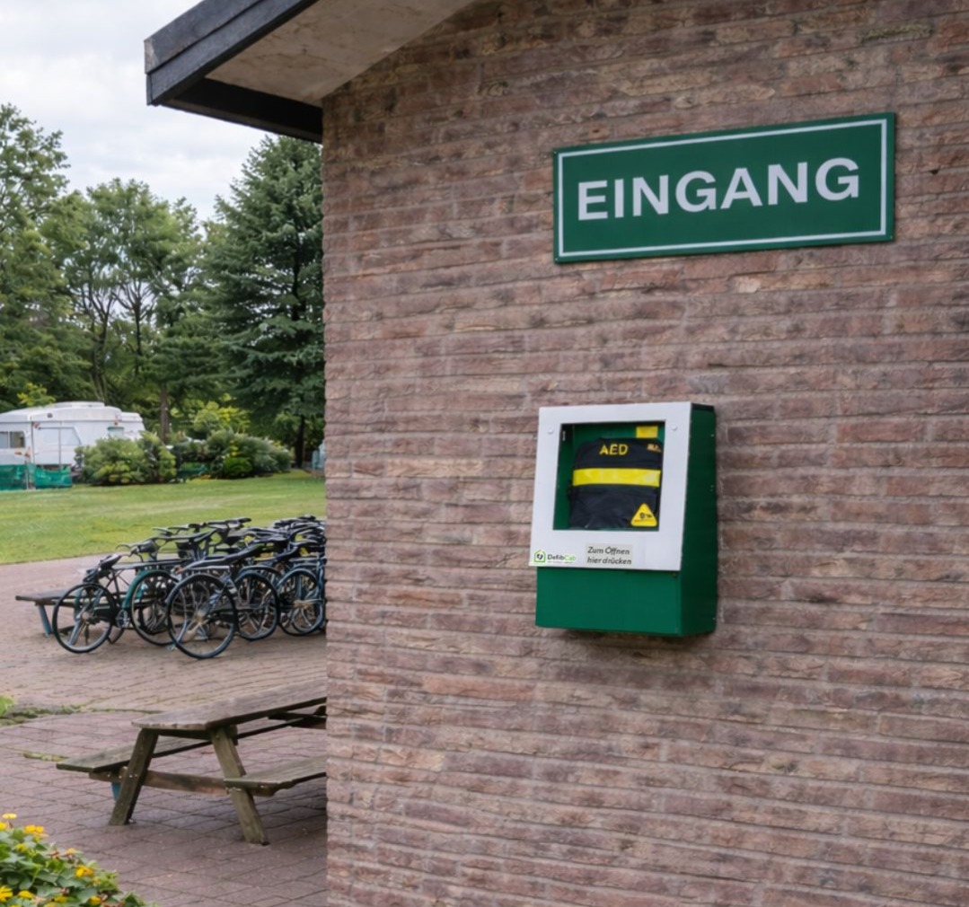 Defibrillator auf dem Campingplatz